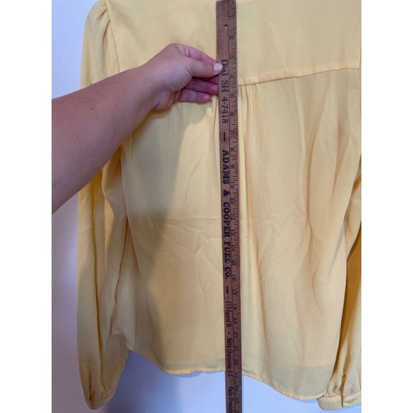 Sugarmint Womens Large Yellow Button Up Blouse V-Neck Long Sleeve Career Wear - Picture 8 of 8